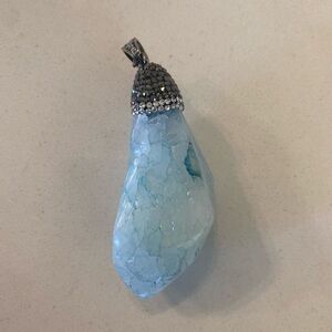 Aquamarine Gemstone Pendant 925 Sterling Silver with Swarovski Stones